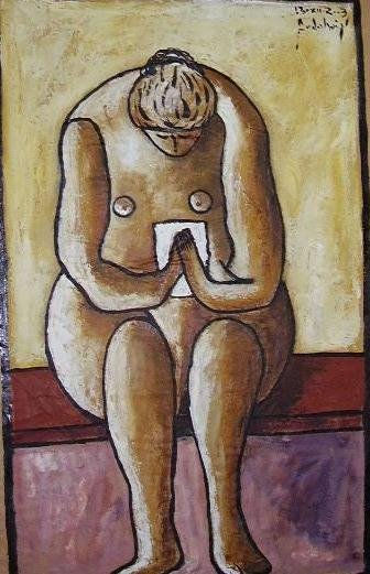 mujer sentada leyendo Oil Paper Nude Paintings