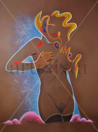 camuflaje Pastel Paper Nude Paintings