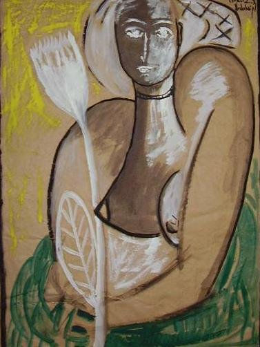 mujer y blanca flor