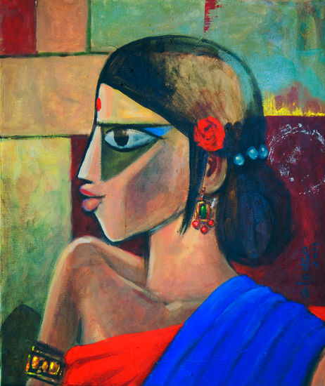 DESTINO DE MUJER INDIA Acrylic Canvas Figure Painting