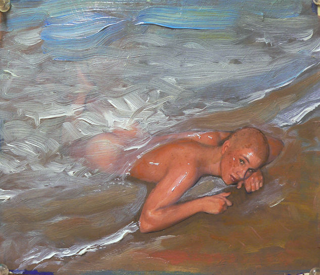 Pepe en la Higuerita Oil Panel Figure Painting