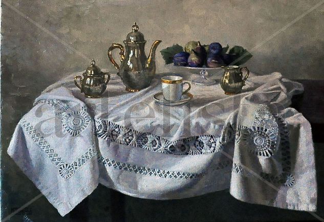 Juego de café con higos Oil Canvas Still Life Paintings