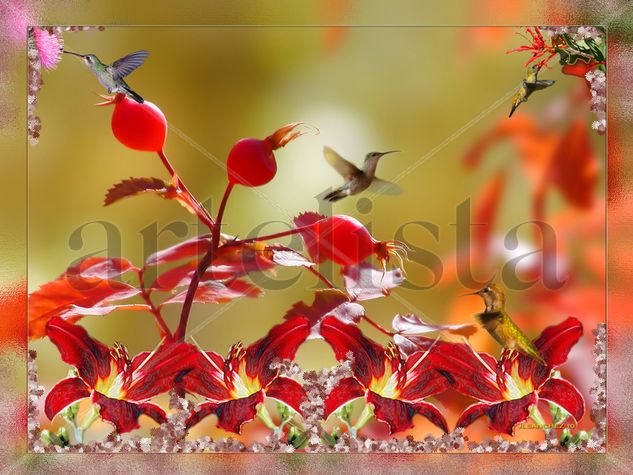 ORQUIDEAS ROJAS Y ZUMBADORES 