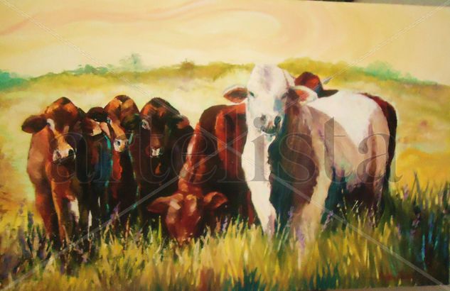 Vacas en el Chaco Oil Canvas Animals