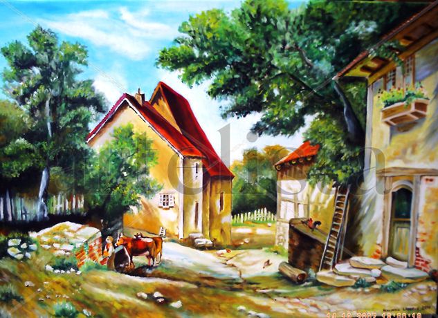 Pueblo en Asturias Oil Canvas Landscaping