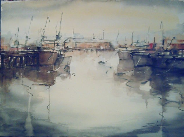 RIBERA DE AXPE Watercolour Paper Marine Painting