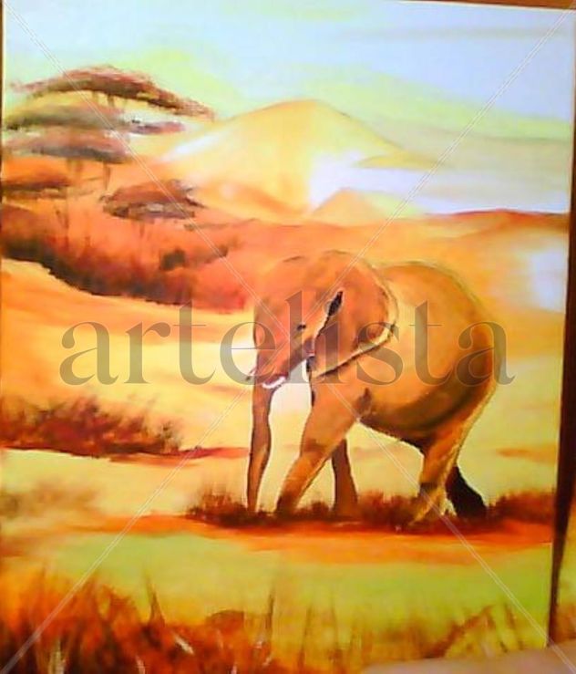 Detalle izquierdo de la obra "Elefantes en Africa"