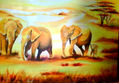 Detalle derecho de la obra "elefantes en africa"