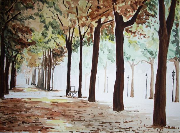 Parque en otoño Watercolour Paper Landscaping