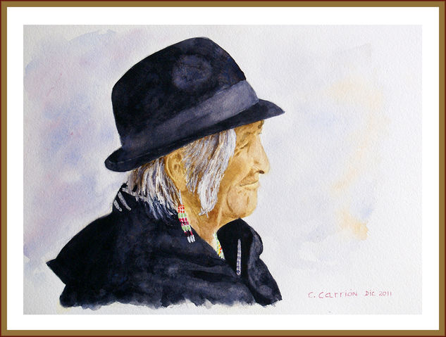 Mujer del campo Watercolour Paper Portrait