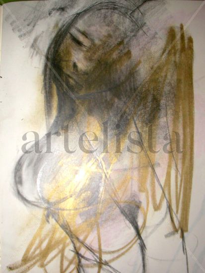 angel de oro en cielo Charcoal