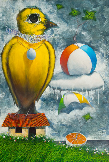 El pajaro amarillo Oil Canvas Landscaping