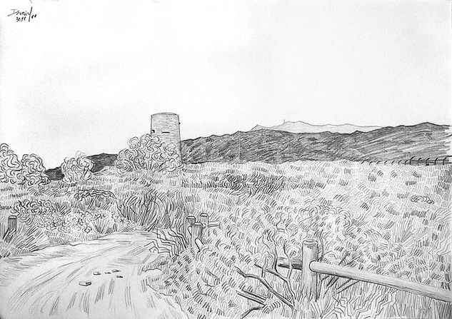 Paisaje con torre vigía Graphite