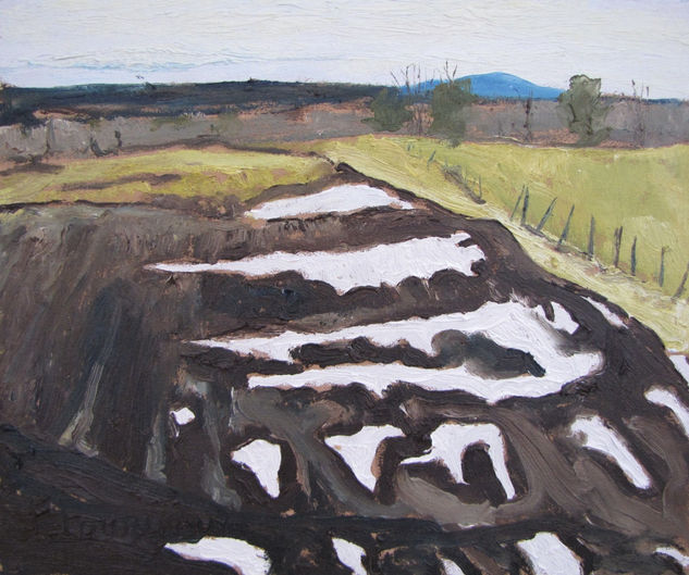 The Left Over Snow, Moes River, Quebec, Canada Oil Panel Landscaping