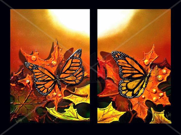 Mariposas Monarca (Diptico) Oil Canvas Landscaping