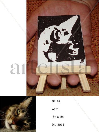 Gato Felt-tip pen Canvas Animals