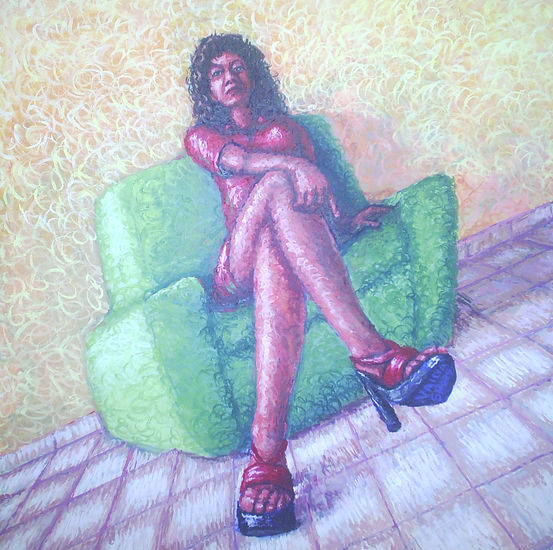 DE LA SERIE LOOK AT...MY SHOES Acrylic Canvas Portrait