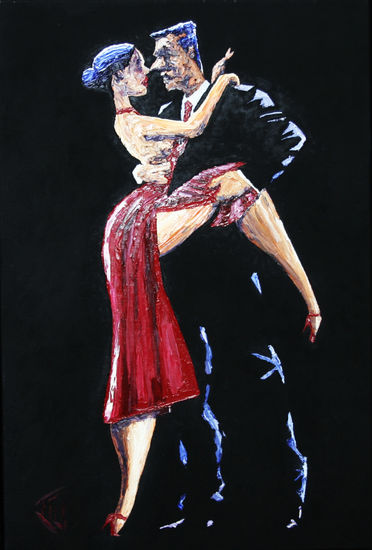 Bailando tango Oil Canvas Figure Painting