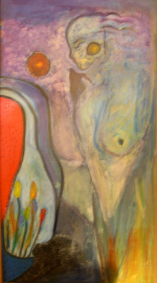 Desnudo en el jardin Oil Paper Figure Painting