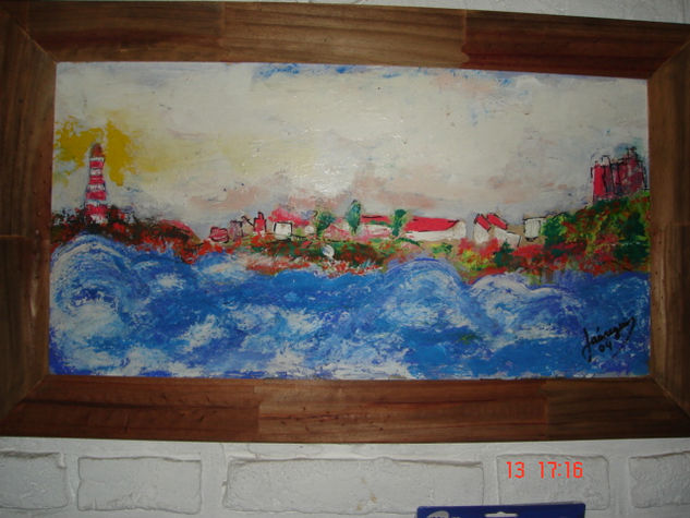 Faro Punta Mogotes Mixed media Panel Marine Painting