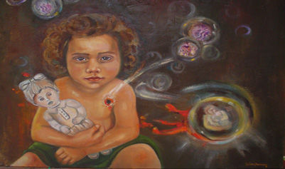 Partículas de una explosión Mixed media Canvas Figure Painting