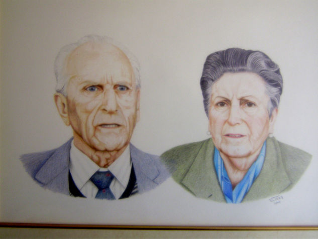 Mis padres Lápiz (a color) Papel Retrato