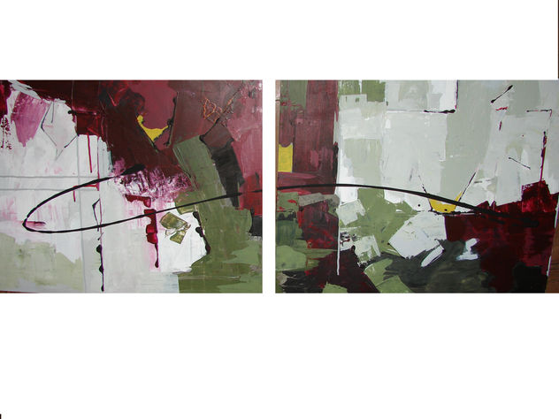 Abstracto verde y bordeaux