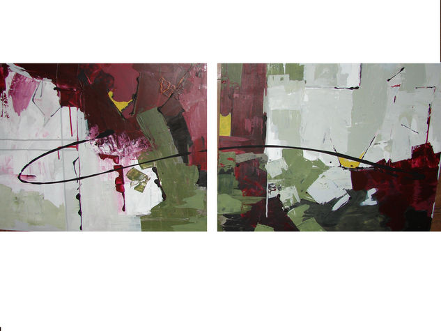 Abstracto verde y bordeaux Acrylic Panel Others