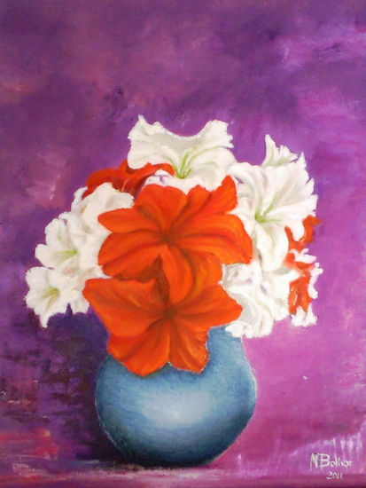 petunias Oil Canvas Floral Painting