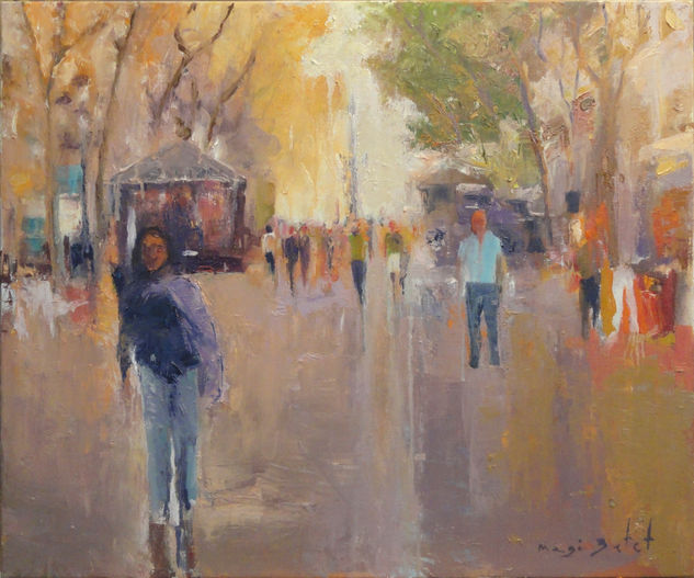 Ramblas de Canaletas Oil Canvas Landscaping