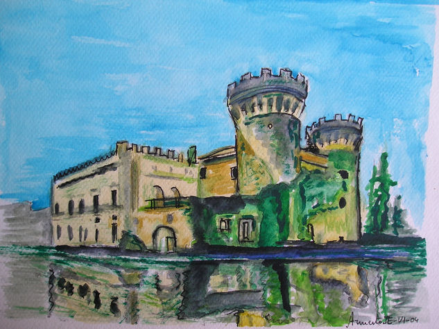 Castillo de Perelada Watercolour Card Landscaping