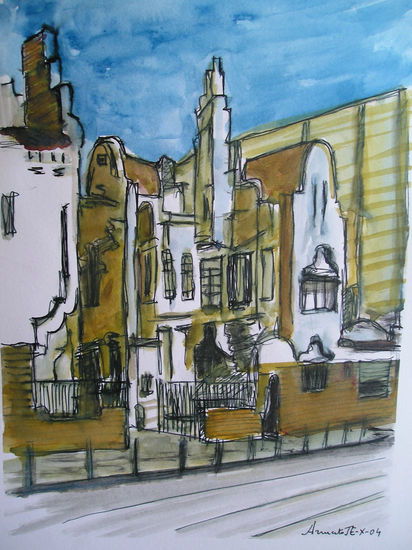 Edificio modernista de Girona Watercolour Card Landscaping