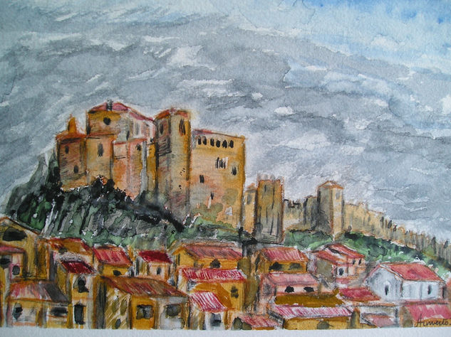 Alquezar, Huesca Watercolour Card Landscaping