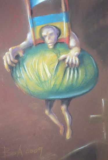 man in the world Pastel Card Figure Painting