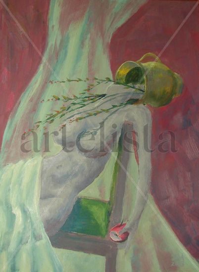 Nature with apple Oil Card Figure Painting