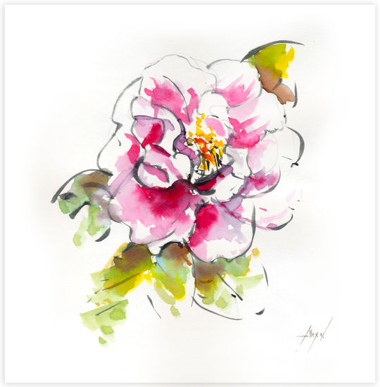 Camelia 02 Ink Card Floral Painting