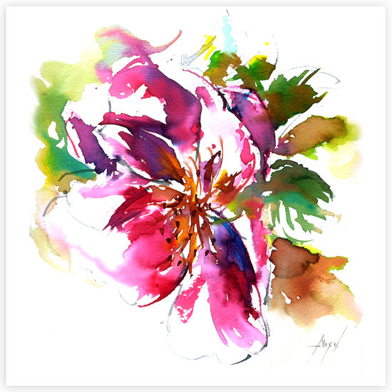 Camelia 04 Ink Card Floral Painting