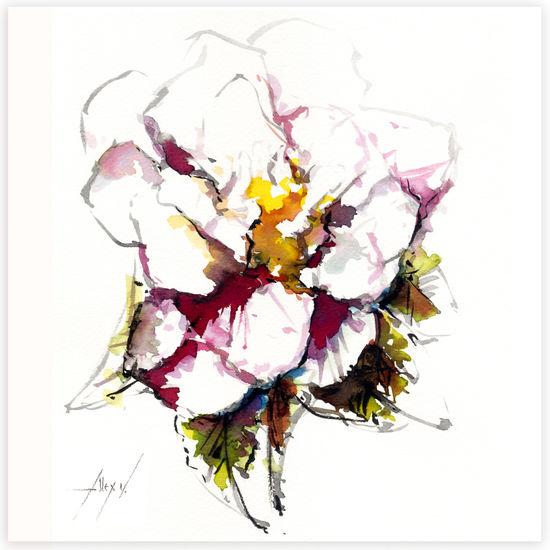 Camelia 07 Ink Card Floral Painting