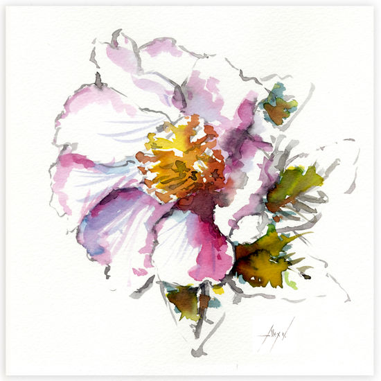 Camelia 08 Ink Card Floral Painting