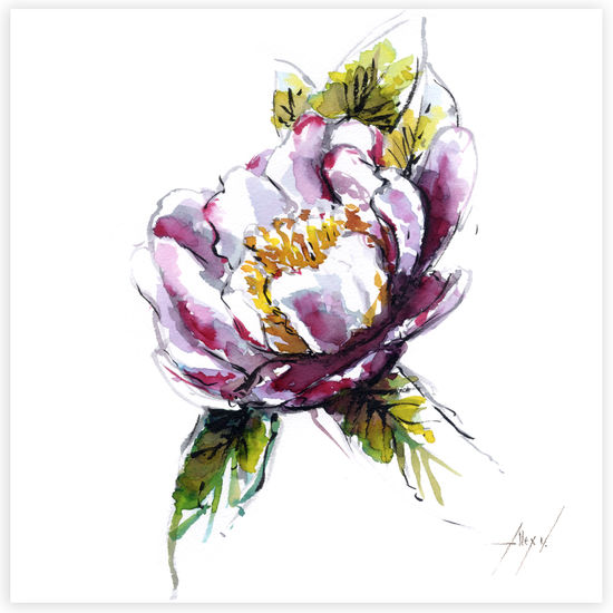 Camelia 09 Ink Card Floral Painting