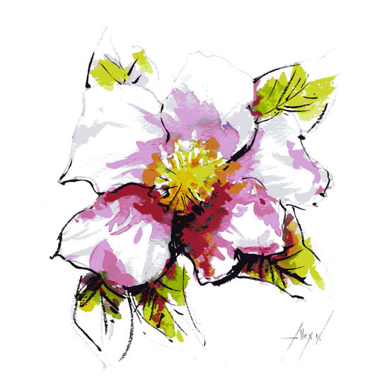 Camelia 11 Ink Card Floral Painting