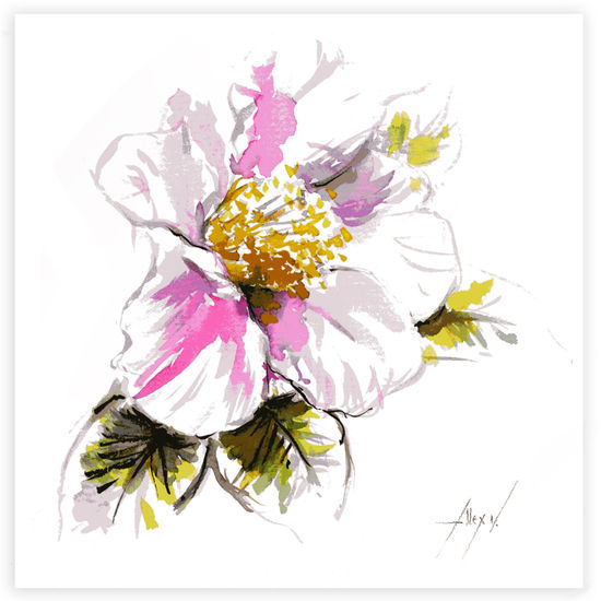 Camelia 13 Ink Card Floral Painting