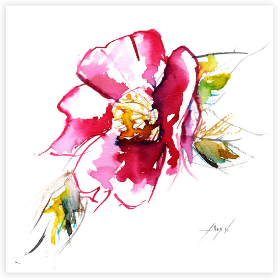 camelia 18 Ink Card Floral Painting