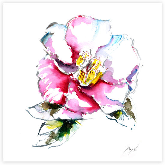 Camelia 24 Ink Card Floral Painting