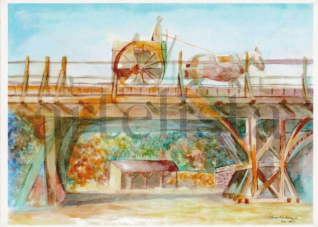 En el puente Watercolour Paper Landscaping