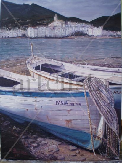 Vista de Cadaqués Oil Canvas Marine Painting