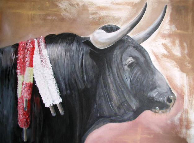 cabeza de toro 2 Oil Canvas Animals