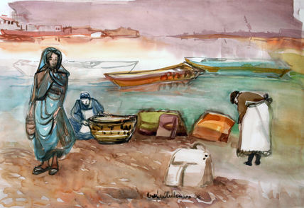 Pescadoras con cestos