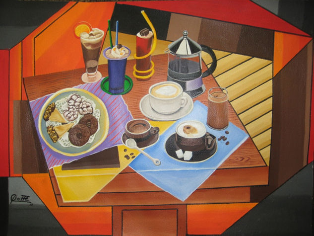 COFFEE TABLE Acrylic Paper Still Life Paintings