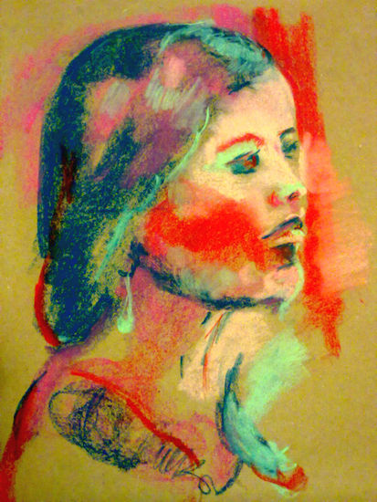 Cara de color. Pastel Tabla Retrato